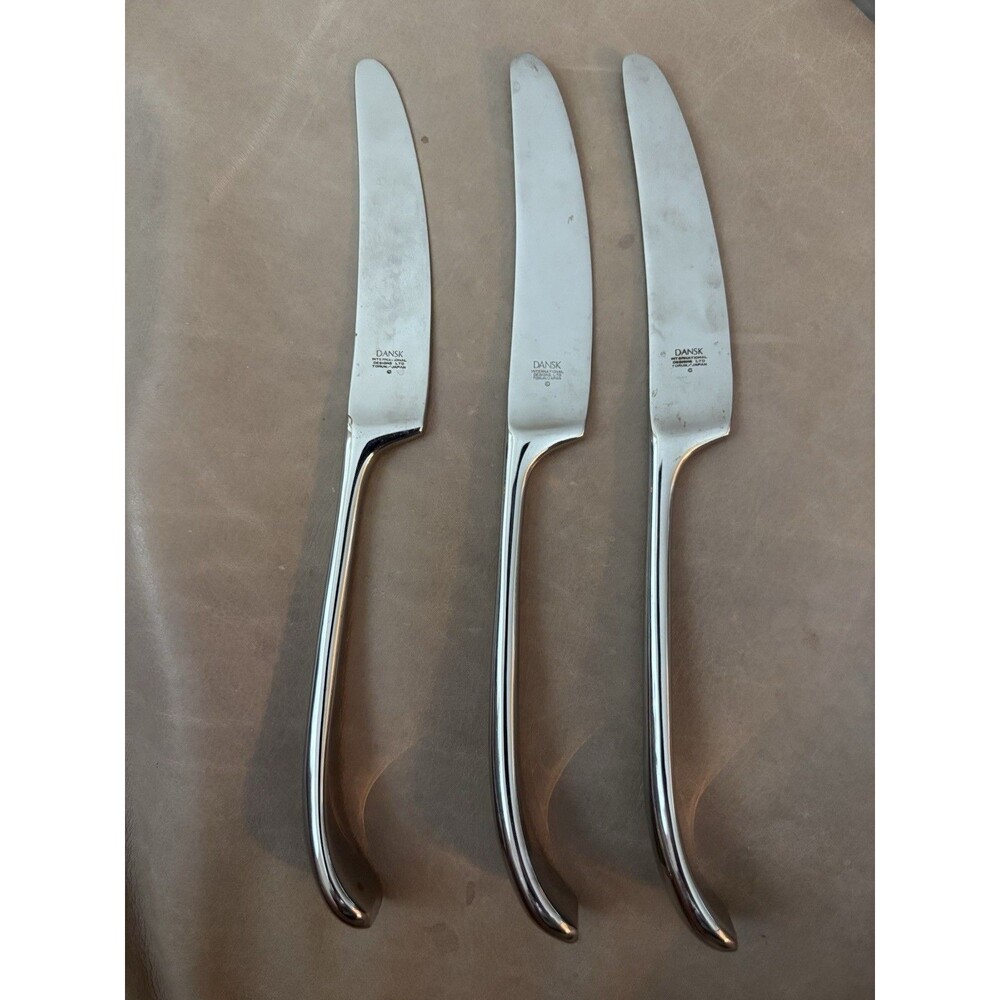 Vintage Dansk Torun Japan Set of 3 Dinner Knives Stainless Flatware MCM